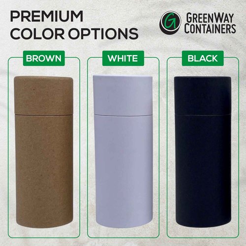 GreenWay 2.5oz / 70g Kraft Paperboard Deodorant Tubes with Lids - 25 Pack Solid Perfume Tubes Refillable DIY Cosmetic Containers - Brown