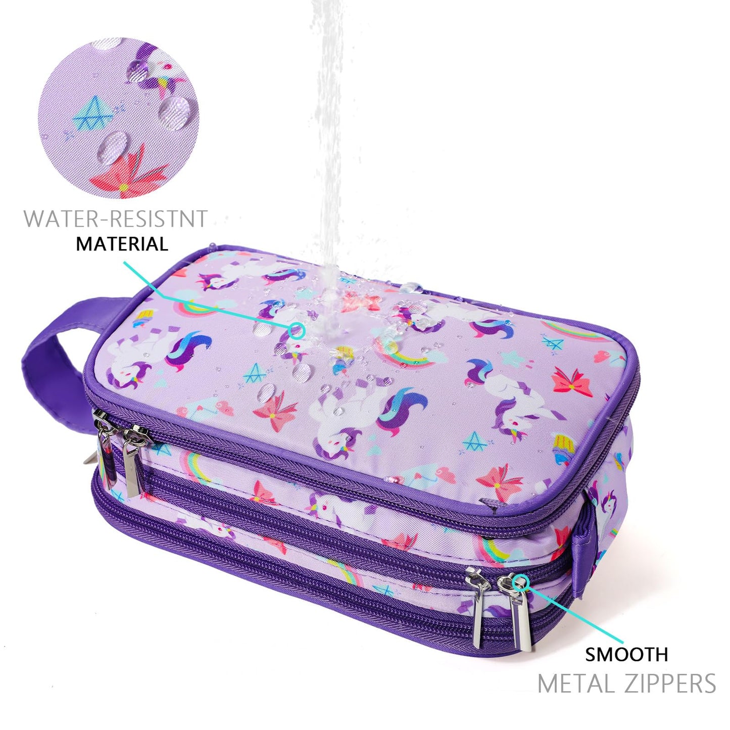 Vipdeal Kids Toiletry Bag for Girls, Travel Toiletry Bag for Little Young Girls Cosmetic Bag Makeup Bag Waterproof Hanging Wash Bag Toddler Toiletries, Unicorn Purple