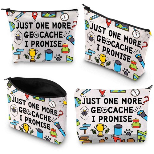 BDPWSS Funny Geocaching Gift For Geocacher Gift Just one more geocache I promise Makeup Bag Outdoor Lover Travel Pouch (more geocache)