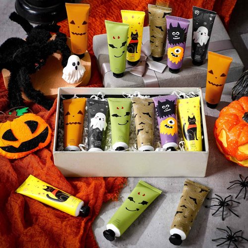 Dansib 48 Pack Halloween Hand Cream Gift Sets for Women Ghost Mini Hand Lotion Bulk Travel Size Moisturizing Cream Halloween Party Favors Gifts for Stocking Stuffers 6 Natural Plant Fragrances