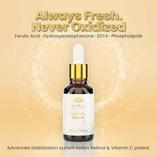 Lodbar Retinol Serum – Bakuchiol Retinol Rejuvenation Advanced Anti-aging Face Serum With Bakuchiol, Niacinamide & Vitamin C | Gentle, Fast-absorbing Formula For Smoother, Brighter & Hydrated Skin