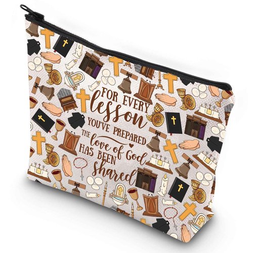 G2TUP Sunday Church Teacher Gift Christian Teacher Appreciation Cosmetic Bag For Every Lesson You've Prepared the Love of God (Every Lesson New)