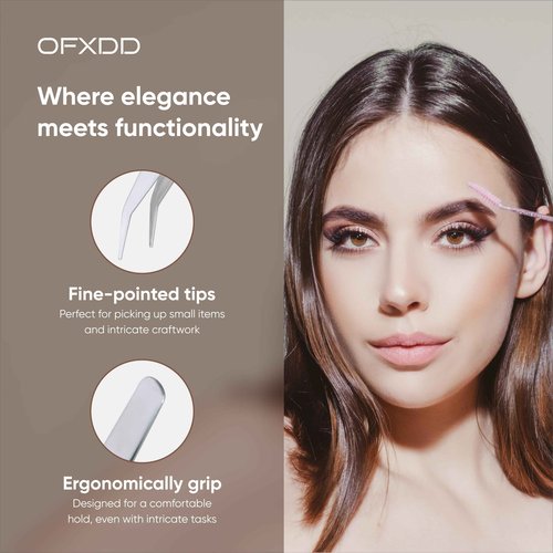 Tweezers for Crafts 3.94″ - Ingrown Hair Tweezers Stainless Steel - Tweezers Precision for Plucking Eyebrow, Curved - Fine Pointed Tweezers for Splinter