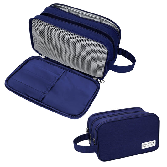 Lcsmaokin Toiletry Bag for Men, Hangable Portable Travel Toiletry Storage Bag, Waterproof Travel Bag for Toiletries with Handle,Shaving Bag for Business Travel Toiletry Accessories (Navy Blue)