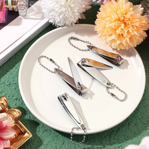 200 Pieces Nail Clippers Bulk Stainless Steel Fingernails Cutters Pointed Toenail Trimmers Manicure Pedicure Tool Set with Key Chains for Kids Men and Women