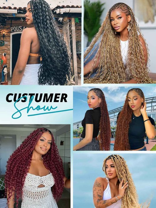 100g 3 Bundles/Pack Human Braiding Hair for Boho Braids 14 Inch Curly Boho Hair for Braiding Knotless 12A Deep Wave Bulk Bohemian Natural Black