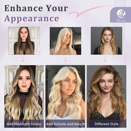 Benehair Nano Tip Human Hair Extensions Straight Cold Fushion Stick Light Brown #6 Nano Beads Hair Extensions Real Human Hair 50 Strands 50g Natural Long for Women Highlight Remy Hair 18Inch