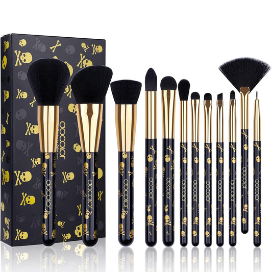 Docolor Makeup Brush Set Professional 12Pcs Goth Makeup Brushes Premium Synthetic Powder Foundation Contour Blush Concealer Eye Shadow Blending Liner Make Up Brush Kit