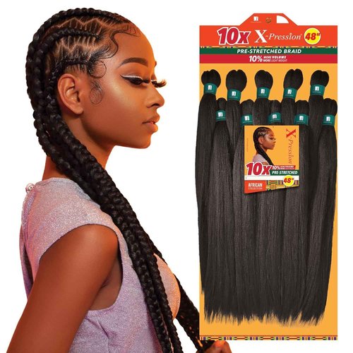 Sensationnel X-pression prestretched braiding hair - 10x braid 48 inch all kanekalon flame retardant synthetic braid for box braids and twists (4 MEDBROWN)
