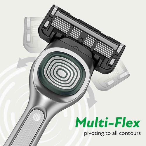 DORCO SLEEK 6 Blade Razor for Men with 6 Cartridges | Men's Cartridge Razors with Razor Handle and Smooth Shaving Blades | Men’s Razors with Multi-Flex Technology