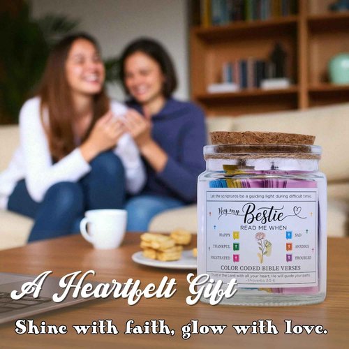 Bible Verse Jar for Best Friend – 92 Scriptures for Encouragement & Love | Christian Friendship Gift for Women | Faith-Based Affirmation Jar | Thoughtful Birthday or Christmas Gift for Her or Bestie