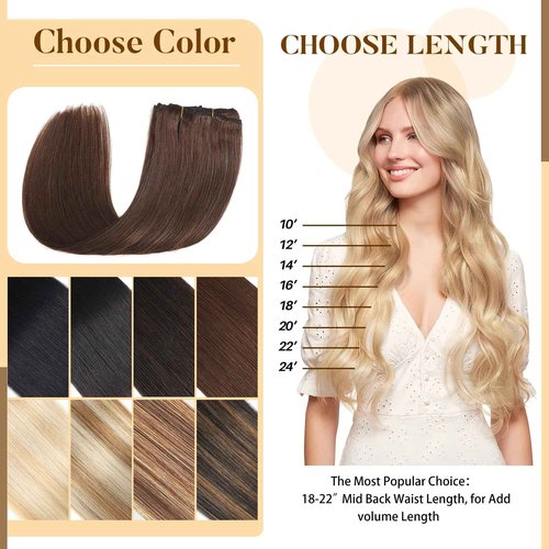 Clip in Hair Extensions Real Human Hair, 14 inch 80g, Balayage Invisible Remy Human hair Clip in Extensions for Women Seamless Straight 8Pcs Double Weft Chocolate Brown