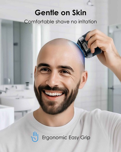RapterX Head Shavers for Bald Men - 10,000 RPM Electric Razor with LED Display, Magnetic 5D Rotary Shaver, IPX6 Waterproof Wet Dry Shaving, 2H Fast Charge, Dual Speed Face Beard Body Grooming Kit