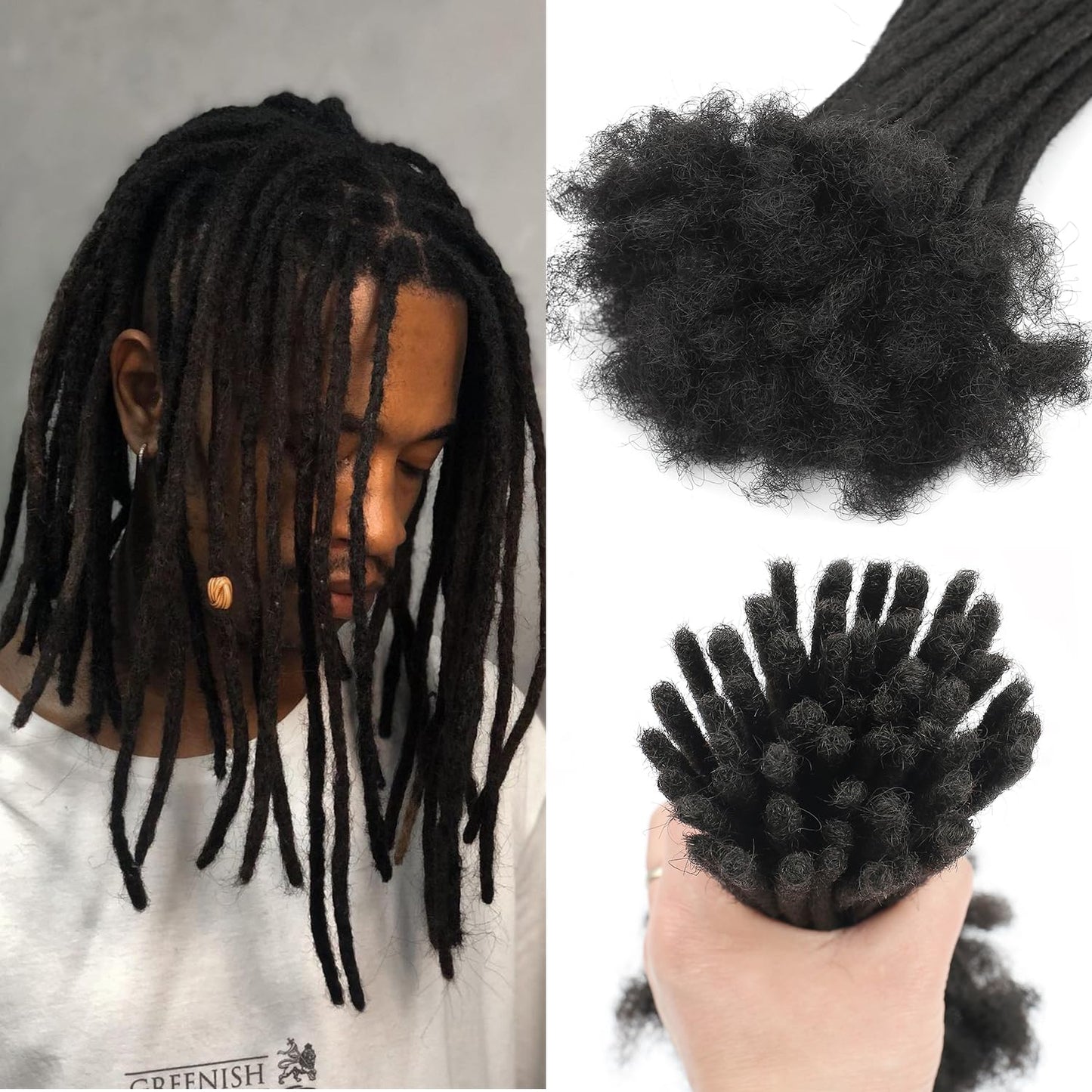 Loc Extension Human Hair 0.4 cm Dread Extension 6 Inch 30 Str 100% FUll Handmade Human Hair locs Extension for Man/Woman/Kids Human Hair Locs Can be Curly and Dyed