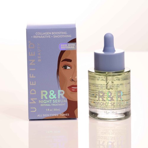Undefined Beauty NEW R&R Night Serum Retinal Face Oil (retinaldehyde) with Blue Tansy, Tamanu, Bakuchiol, Squalane, Borage, Rosehip to repair and smooth for youthful skin, 1oz