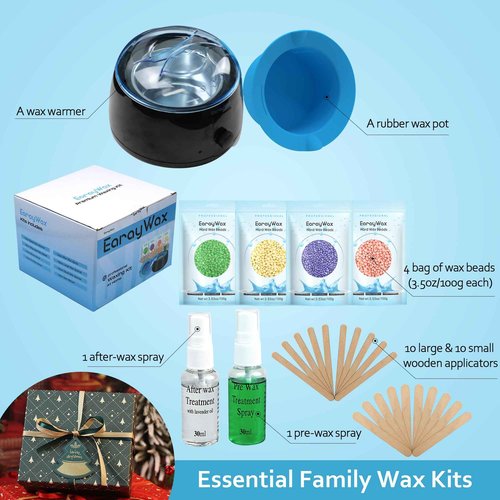 EarayWax Waxing Kit for Women Men, Wax Warmer Hair Removal at Home with Hard Wax Beads & Silicone Pot, Suitable for Sensitive Skin Brazilian Bikini, Facial, Underarms, Legs, Full body