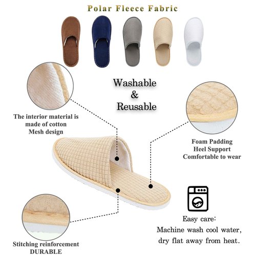 OSTADARRA 6 Pairs Spa Slippers, Non Slip Disposable Slippers For Guest, Washable Reusable, Which Can Be Used As Women Men, House, Indoor, Bathroom, Bedroom, Hotel, Bride Slippers (2 sizes)