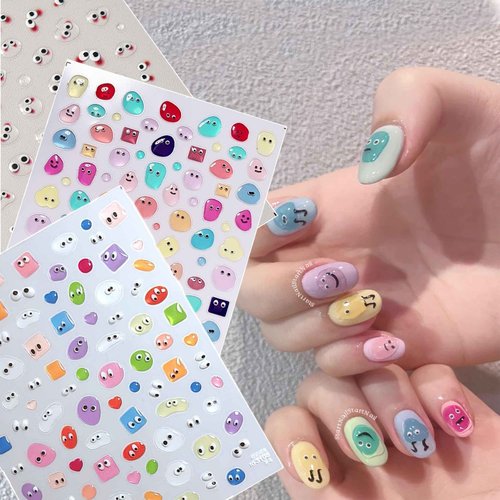 Dedyel Jelly Water Droplet Nail Art Stickers Cute Jelly Self-Adhesive Nail Stickers for Women Girls Kids Nail Art Decorations