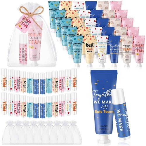 Dansib 36set/144pcs Best Team Ever Gifts Christmas Bulk Gifts for Coworkers Women Employee Appreciation Gift Christmas Party Favors Xmas Stocking Stuffers Items Travel Hand Lotion and Lip Balm Set