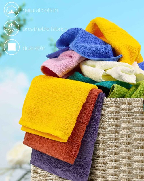 Cleanbear Wash Cloths for Your Body 24-Pack Washcloths Soft Cotton Face Cloths, Large Shower Wash Cloth Set (8 Colors 13” x 13”) 100% Cotton Small Towels for Bathrooms and Guestroom