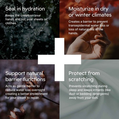Clearbody Organics 100% Organic Cotton Gloves - 5 Pairs of White Gloves, M - Hand Moisturizer - Sleeping Mitts for Dry Hands - Washable Cotton Liners for Men & Women