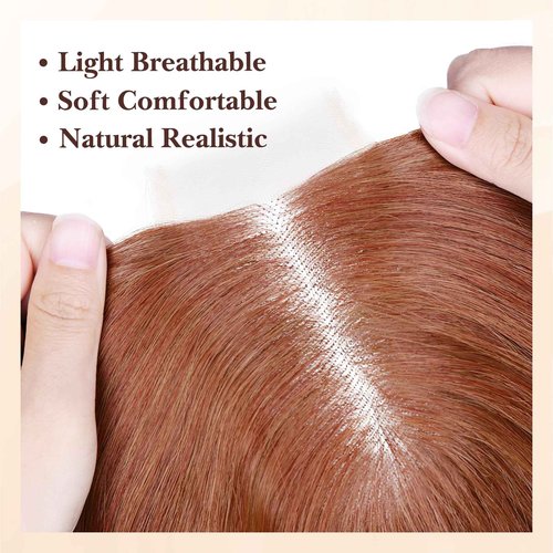 NAYOO Long Auburn Wavy Wig for Women 26 Inch Middle Part Lace Hairline Curly Wavy Wig Natural Looking Synthetic Heat Resistant Fiber Wig for Daily Party Use