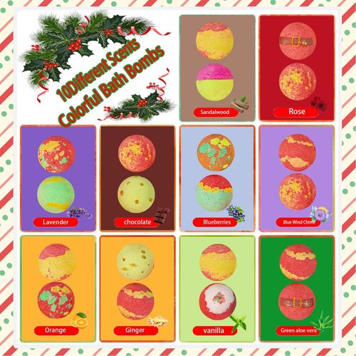 20-Pack Bath Balls with Surprises, Twenty Christmas Toys Inside, Natural Handmade Bubble Ball Set