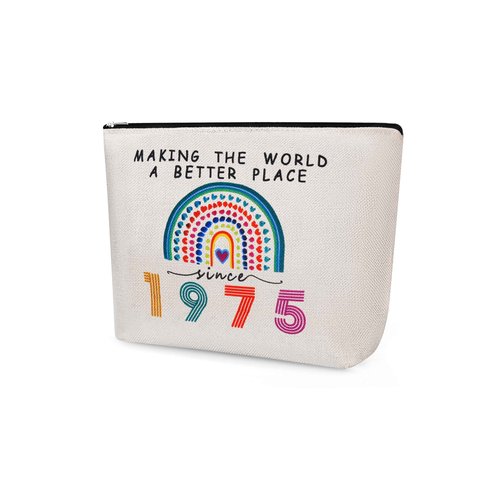 RolenBox 50th Birthday Gifts for Women Her 1975 Anniversary Small Cosmetic Travel Pouch Makeup Bag 50 Year Old Birthday Decorations Party Favors for Mom,Wife,Sister,Friend,Mothers Day
