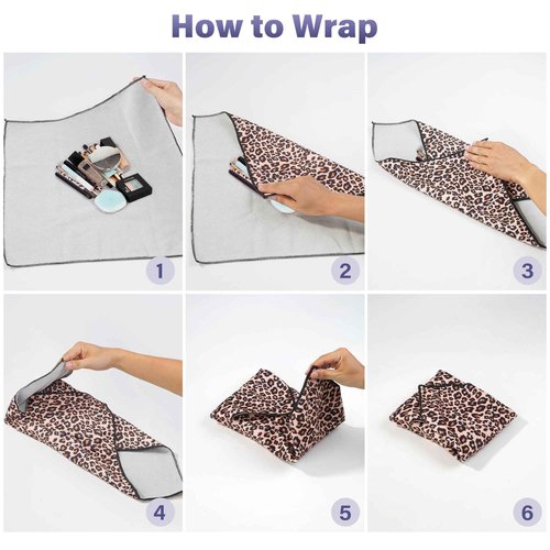 Walking Way Self-Adhesive Magic Cloth Makeup Bag, Portable Pocket Lazy Makeup Pouch, Camera Lens Wrap, Stylish Organizer for Beauty Essentials, Travel, Gifts & Daily Use（leopard, 17.71inch）