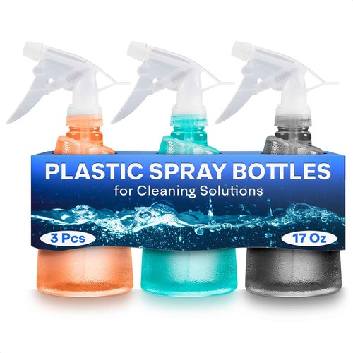 LIBERHAUS 3 Pcs Spray Bottle for Plants - 17 Oz Squirt Bottle for Cats, Plastic Spray Bottles, Adjustable Non-Slip Texture Water Sprayer Bottles for Cleaning and Watering, Fits Indoor & Outdoor Tasks