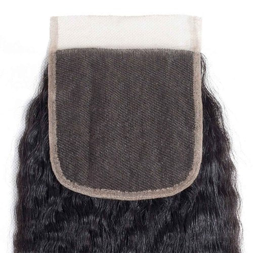 LINYINGYH Human Hair Kinky Straight Yaki Closure 14 Inch Brazilian Virgin Hair Remy 4x4 Lace Closure Free Part 150% Density Light Brown Lace Baby Hair Natural Color
