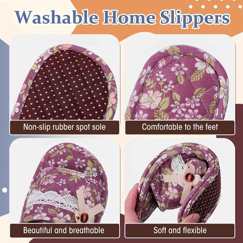 Mepase 8 Pairs Cotton House Indoor Slippers for Guests Washable Home Open Toe Slippers for Women Men