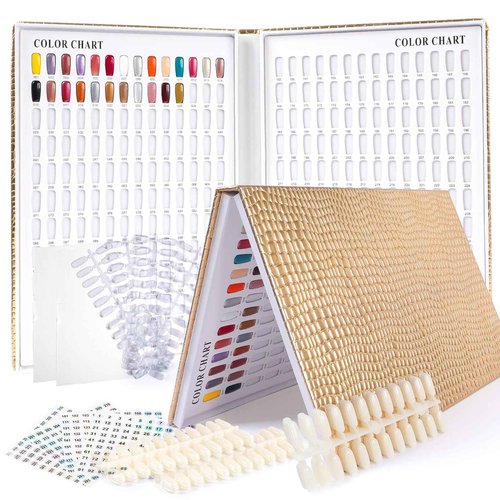 ASTONFOG 308 Colors Nail Swatches Book with 480 Nail Tips Nail Colors Book Professional Nail Display Chart Nail Gel Polish Practice Display Card Book for Nail Polish UV Gel,Nails Art Design