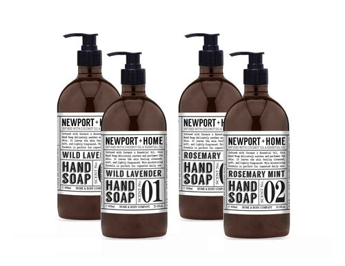 Newport Home Hand Soap, Wild Lavender and Rosemary Mint, 21.5 fl oz, Set of 4, Home and Body Co