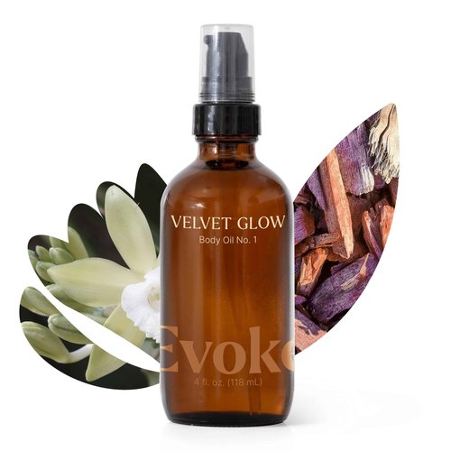 Plant Therapy Evoke Velvet Glow Body Oil 4 oz Ultra Hydrating & Quick Absorption for Silky Soft Skin, Enriched with Squalane, Argan, and Vitamin E, Luxurious All Natural Scent