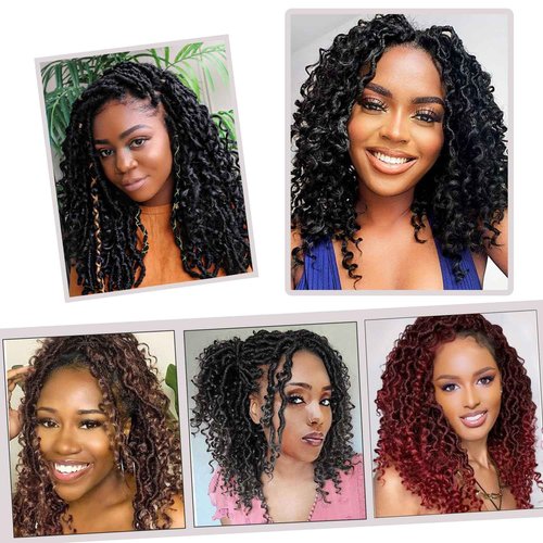 Goddess Locs Crochet Hair,Vemet 14 Inch 9 Packs Synthetic Faux Locs Crochet Hair for Black Women,River Locs Hair Extensions Boho Style Pre looped Faux Locs with Curly Ends