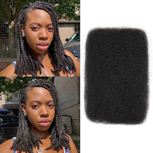 14 Inch Afro Kinkys Bulk Human Hair For Twist,100% Human Hair 4C Kinky-Curly for Dreadlocks, Loc Repair, Braiding Hair(Natural Black, 50 Gram)