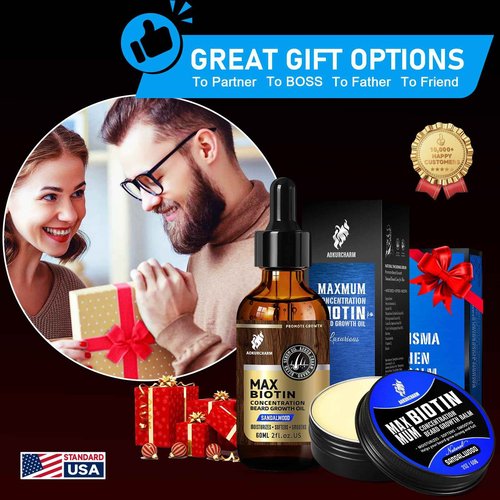 aokur 2 Pack Biotin Beard Growth Kit for Men – Sandalwood Beard Oil & Balm – Beard Care Set for Growth, Softening & Styling – Gift for Father’s Day & Christmas