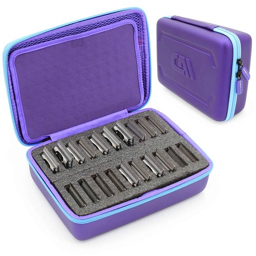 CASEMATIX Clipper Blade Holder For 20 Blades, Hair Clipper Guard Case For Barbers and Stylist Compatible with Andis, Oster, Wahl, Detachable Clippers Metal Guards, Clipper Blade Storage Case