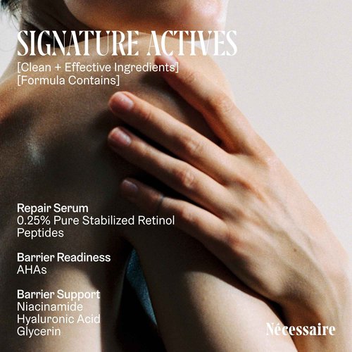 Nécessaire The Hand Retinol. Anti-Age Repair Serum. For Crepiness, Wrinkles, Spots, Brittle Cuticles. 0.25% Pure Retinol. 5% AHA. Dermatologist-Tested. Hypoallergenic. Non-Comedogenic.