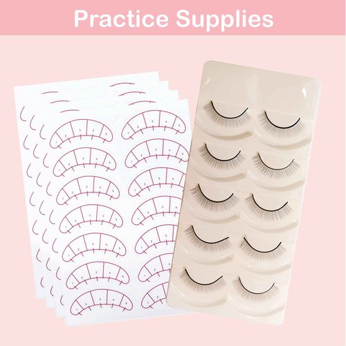 Lyon Lash Eyelash Extension Supplies 4x100 Packs - 100 Pairs Under Eye Gel Pads | 100 Disposable Mascara Brushes Wands | 100 Micro Applicators Brush | 100 Glue Ring Holder | 2 Medical Tapes