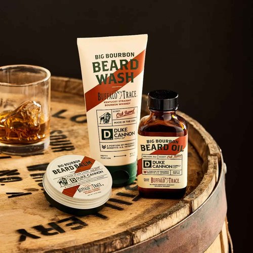 Duke Cannon Big Bourbon Beard Wash, 6oz - Hydrating Beard Cleanser with Hops Extract, Soybean Oil & Barley Protein - Woodsy Oak Barrel Scent, SLS & Paraben-Free (3 Pack)