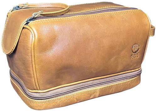 Rustic Town Unisex Adult Mens Travel Toiletry Kit Bag, Cognac, M