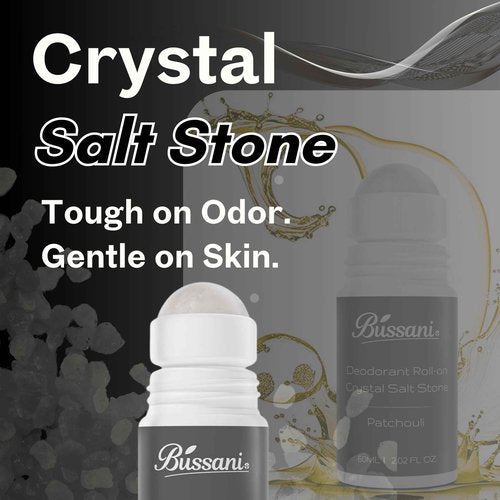 Bussani Crystal (Alum) Salt Stone Deodorant Men | 2.02 Fl Oz | Aluminum Free | No Stains | Dries Quickly | Non-Irritating | Desodorante para Hombre | Made in Israel | 3-Pack