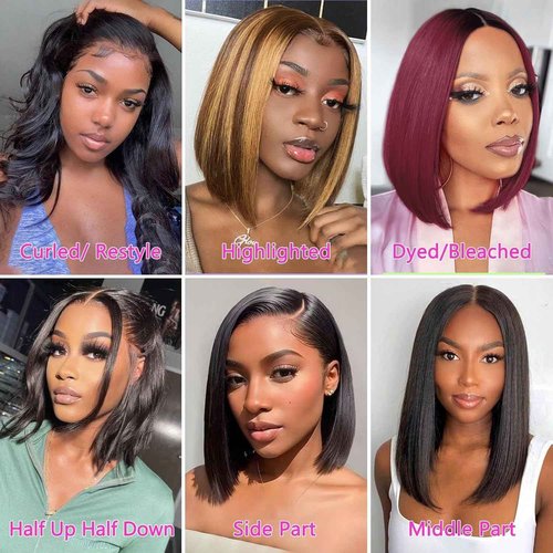 OPNGF Straight Bob Wig Human Hair Glueless 13x4 Lace Front Wigs For Women Pre Plucked HD Short Bob Wig Human Hair 13x4 Frontal Lace Wig With Baby Hair 180% Density 16 Inch