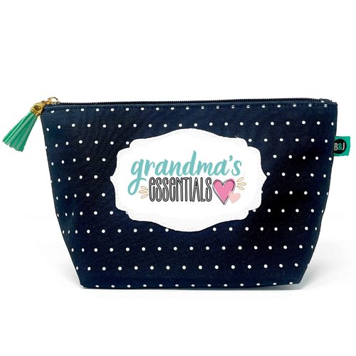 Brooke & Jess Designs Grandma's Essentials Pouch Gifts for Women Dotted Makeup Bags Cosmetic Bag Travel Toiletry Makeup Pouch Bag with Zipper Best Grandma Birthday Just Because Gifts