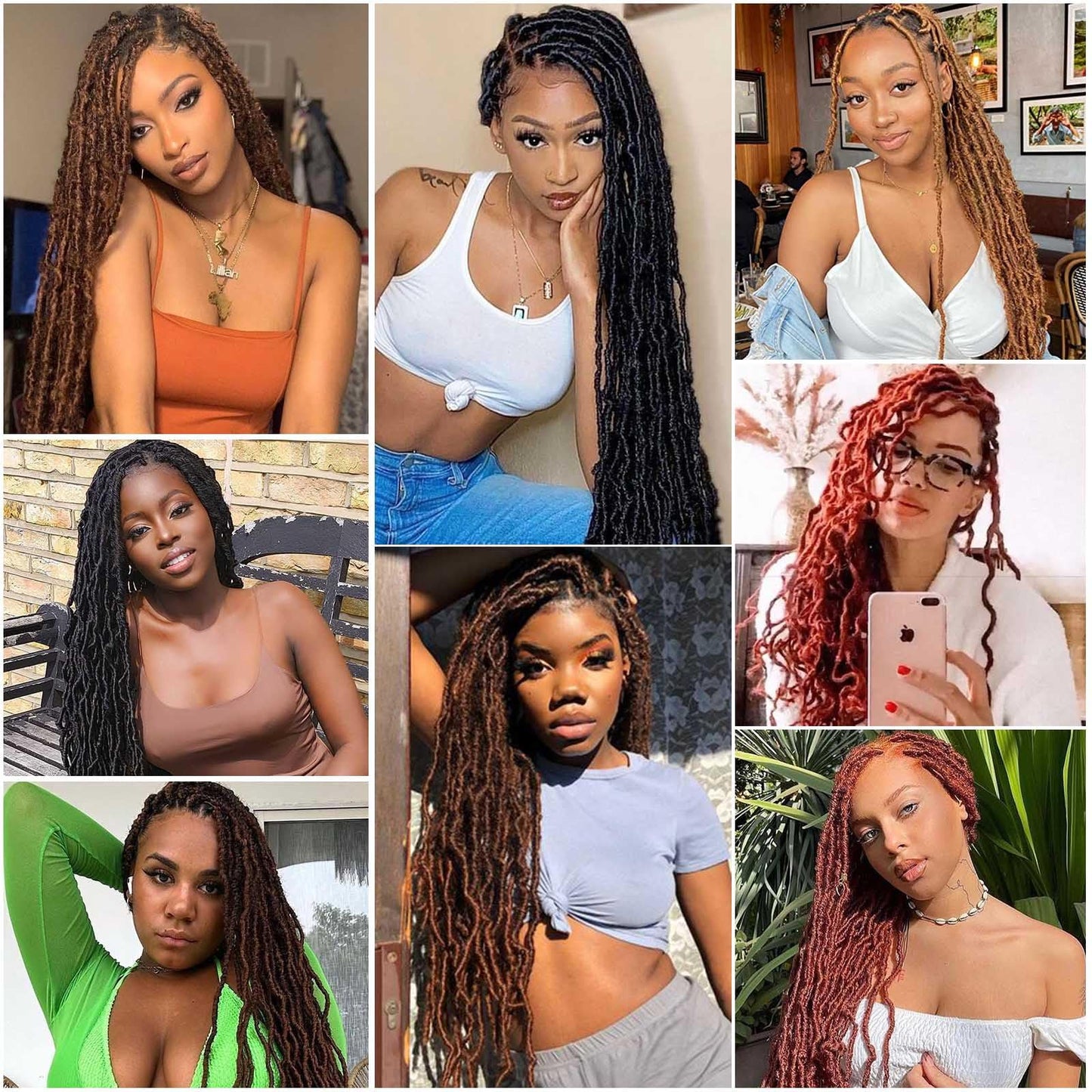 14 Inch Soft Locs Crochet Hair 8 Packs Pre Looped Faux Locs Crochet Braids Goddess Locs Hair For Black Women（14Inch 8pcs,BUG）