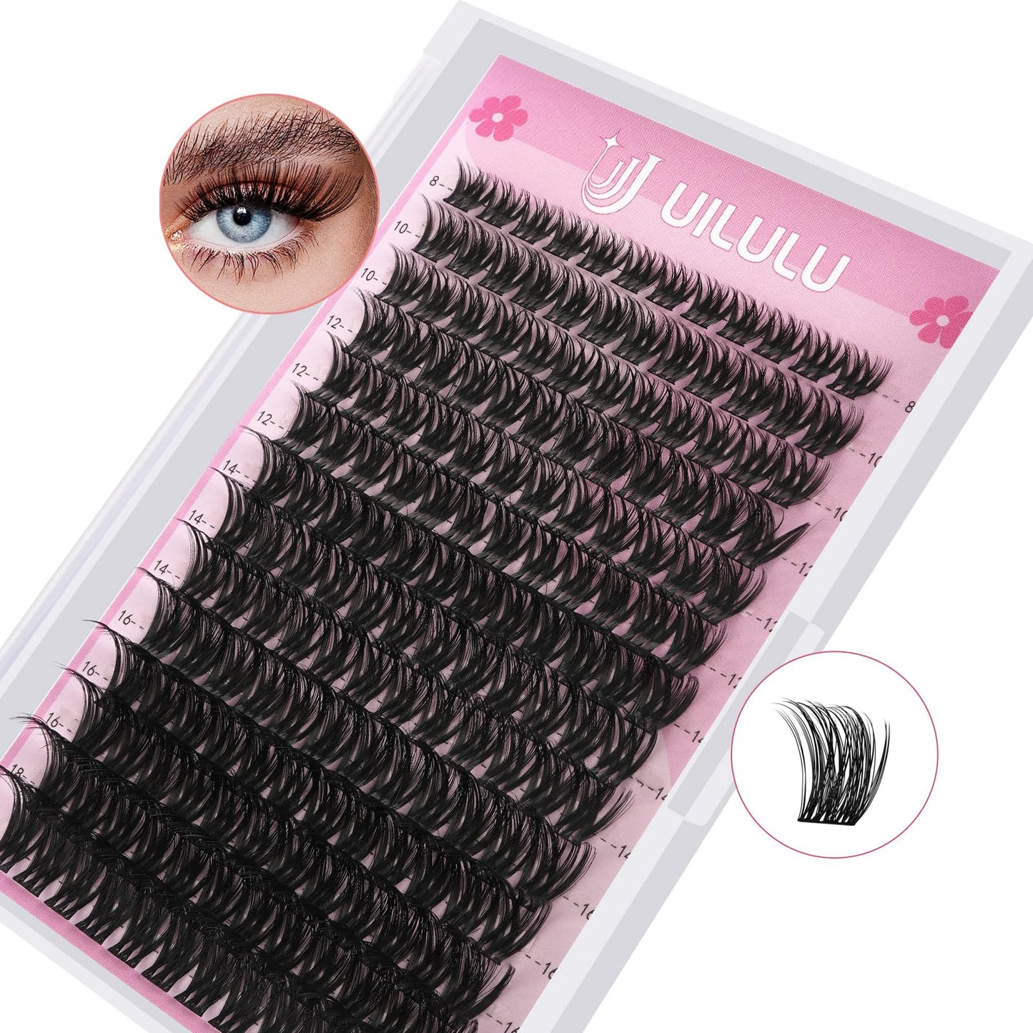 Uilulu Lash Clusters kit 8-18mm DIY Eyelash Extension Kit 168 Natural Lash Clusters 0.07D D Curl Wispy Individual Eyelash Clusters False Lashes Eye Lash Extension Lash Kits Extensions Kit