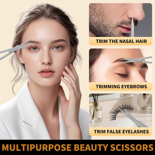 OFIDUS Tweezers for Women Facial Hair, 4 in 1 Eyebrow Kit with Tweezers, Eyebrow Trimmer Scissors, Razor, Style Leather Travel Case, Hair Plucking Daily Beauty Tools