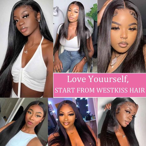 DaiMer Wear and Go Glueless Wigs Human Hair Pre Plucked Pre Cut 6x4 HD Lace Closure Wigs Human Hair Straight with Baby Hair Straight Human Hair Wig for Beginners Natural Black 150% Density 18 Inch